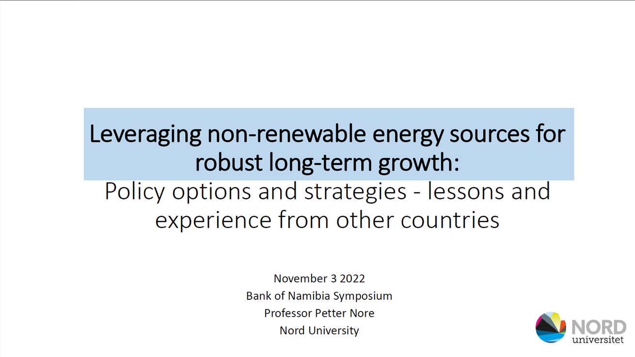 Professor Petter Nore - Leveraging non renewable energy sources for robust long term growth