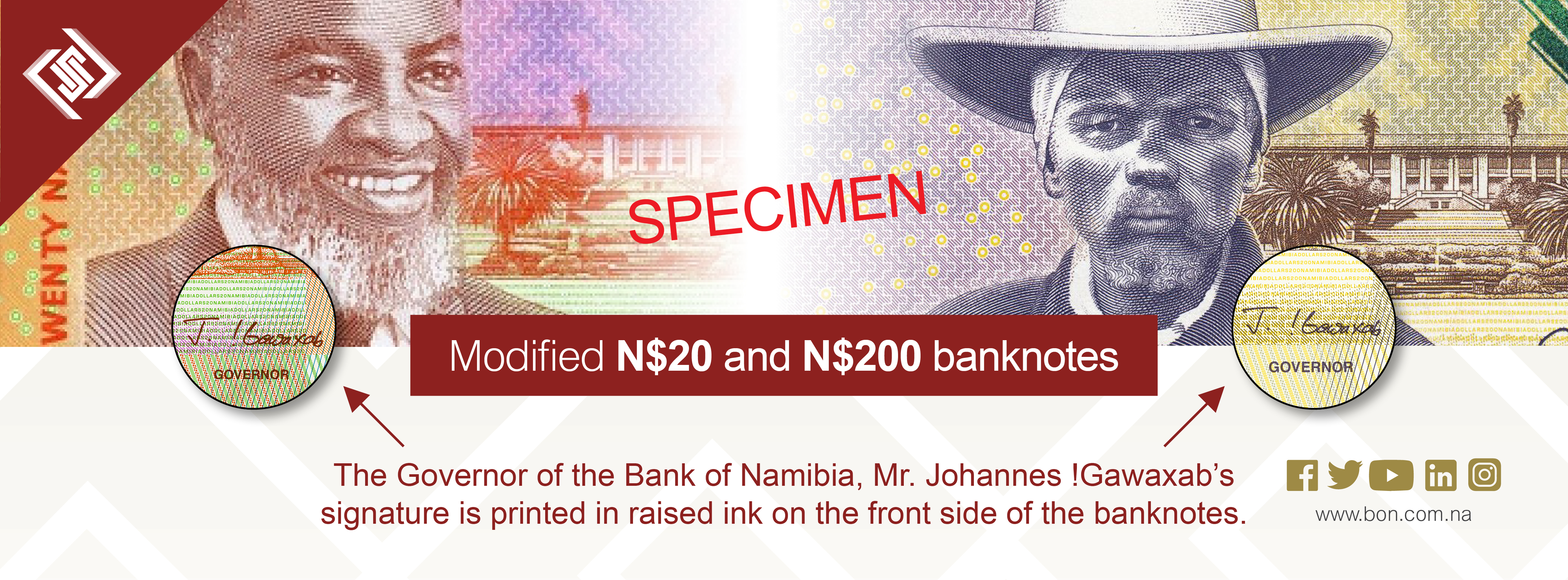 Launch of the modified N$20 and N$200