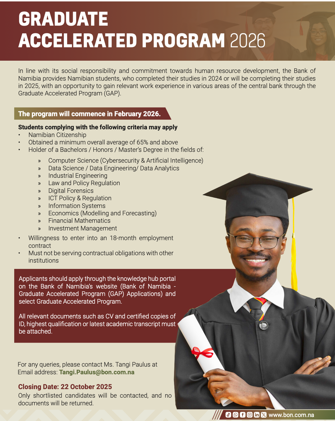 Graduate Accelerated Program (GAP) - Call For Applications 2022